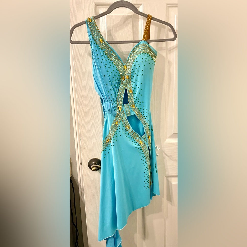 Aqua Latin/Rhythm Ballroom Dress